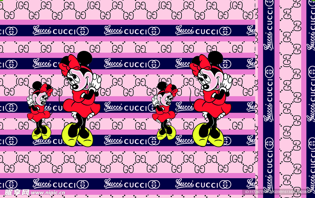 米奇  古驰  字母 数码印花