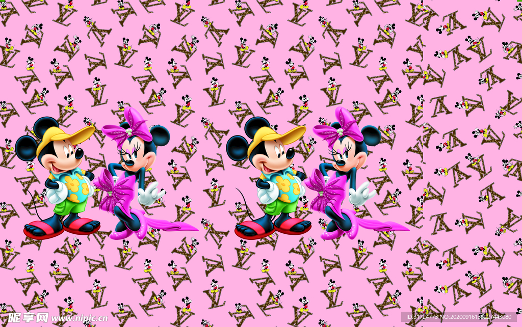 米奇  古驰  字母 数码印花