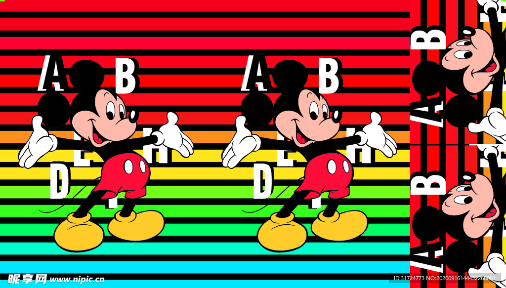 米奇  古驰  字母 数码印花