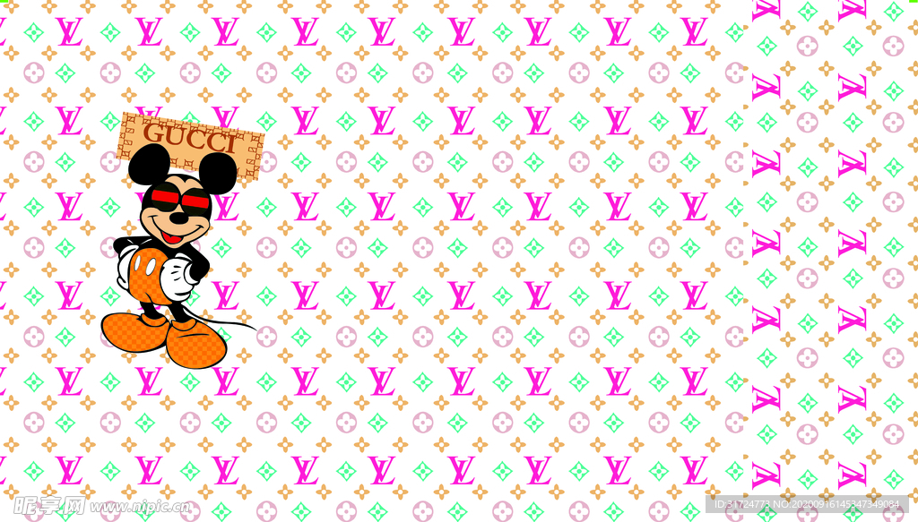 米奇  古驰  字母 数码印花