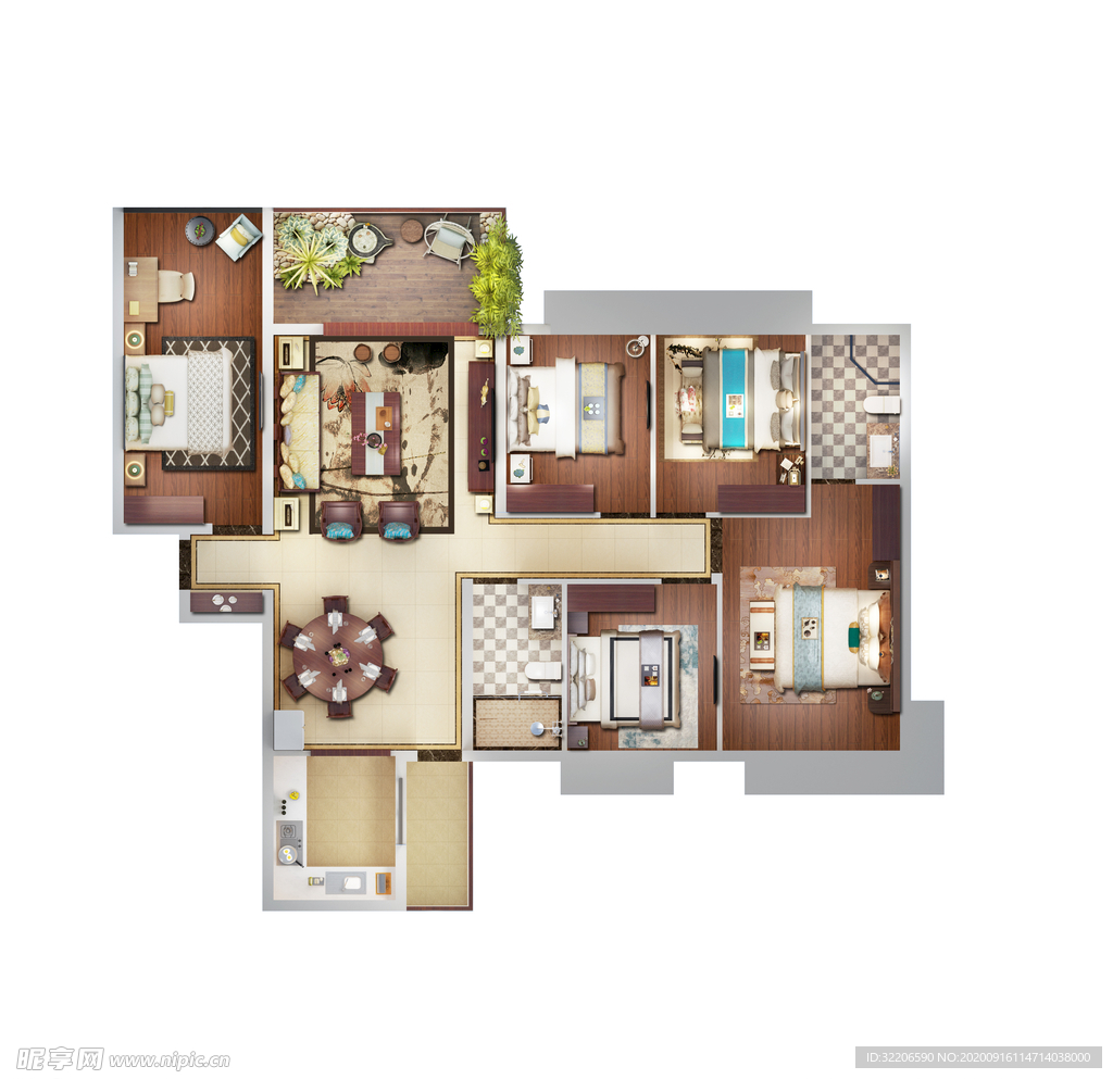 平面户型彩平图