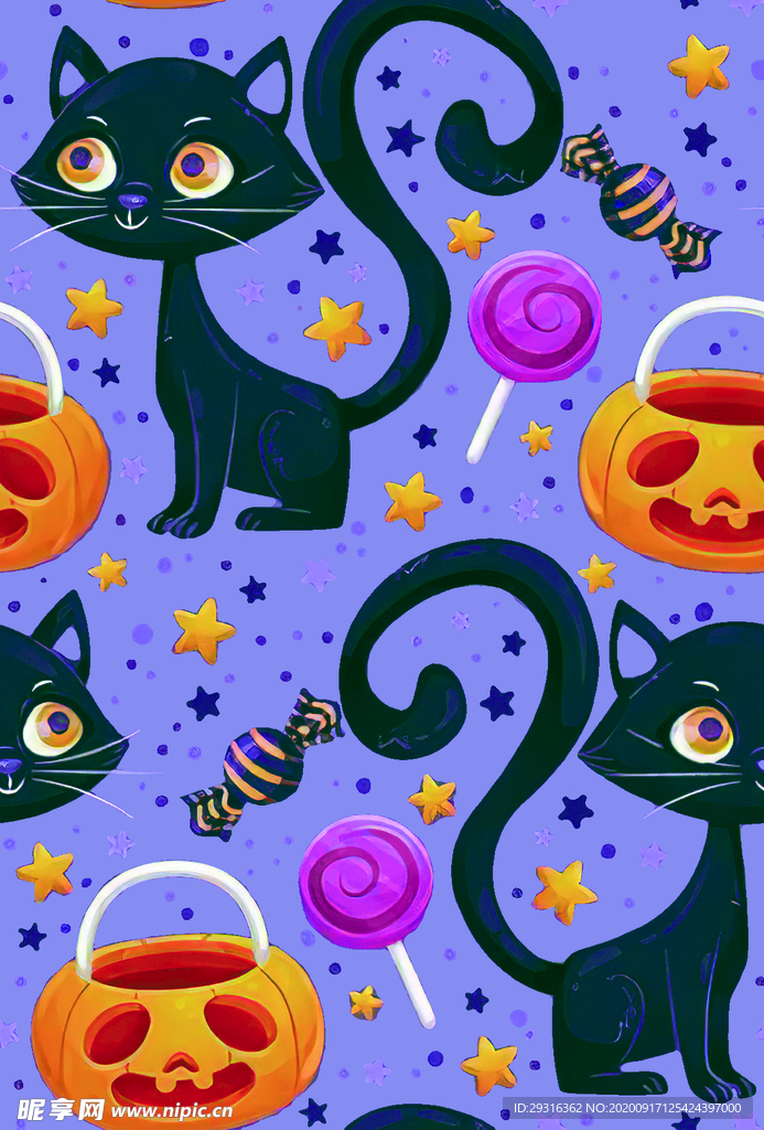 大牌 万圣节 南瓜 小猫 印花