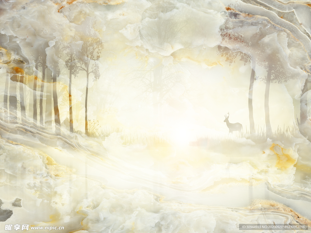 石纹山水背景墙