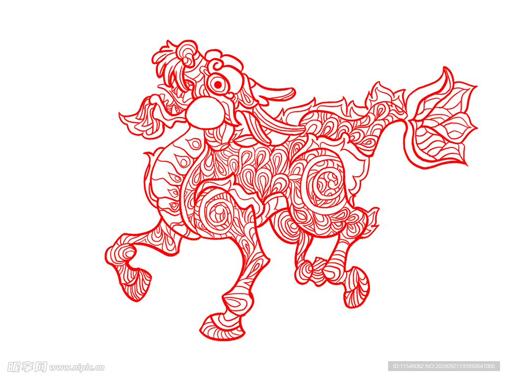 麒麟手绘线稿