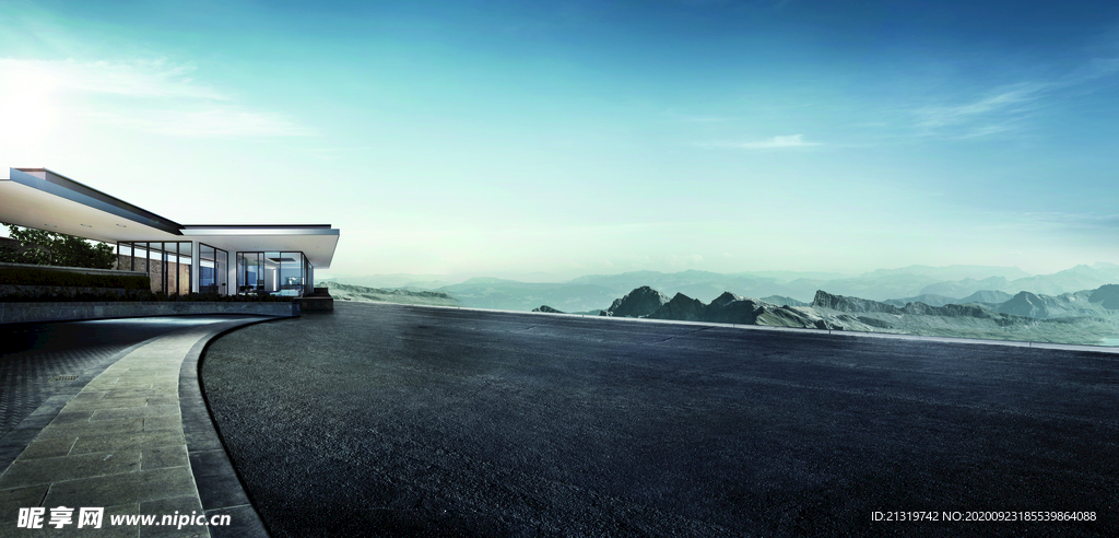 别墅背景 汽车海报背景