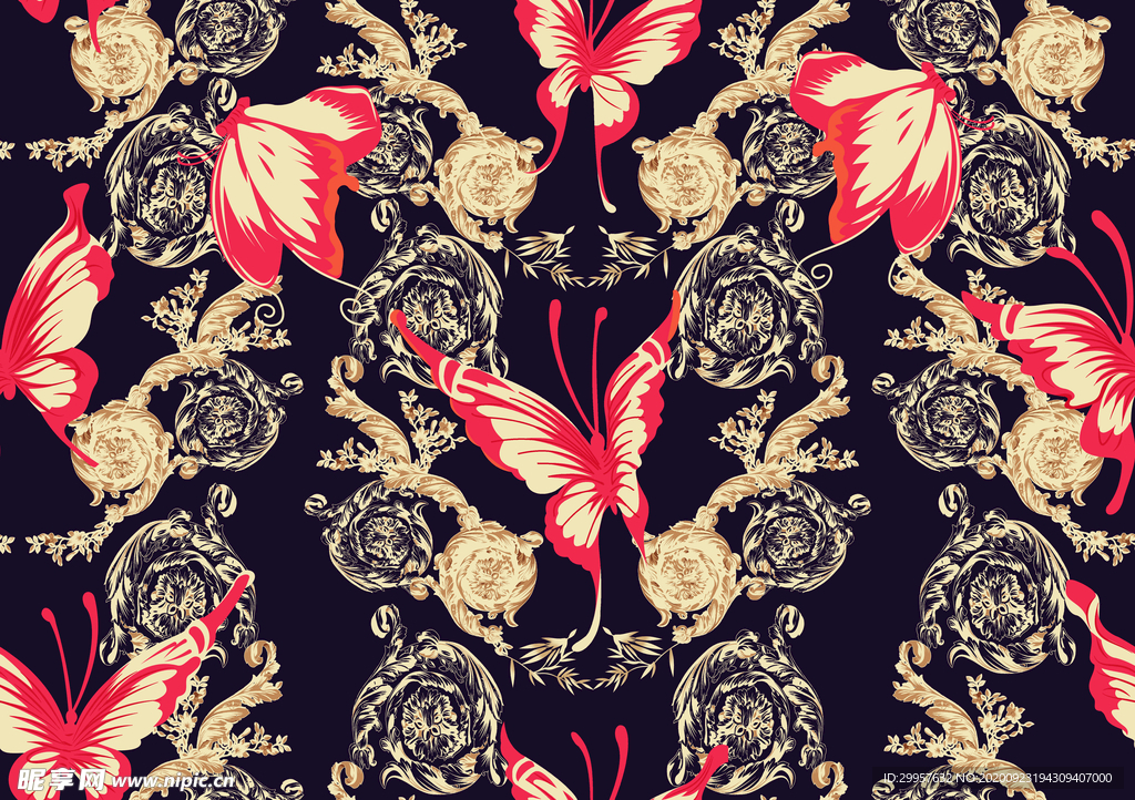 欧式蝴蝶花纹大牌