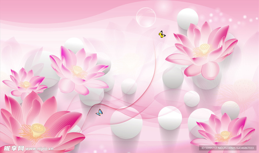 荷花 梦幻花背景墙