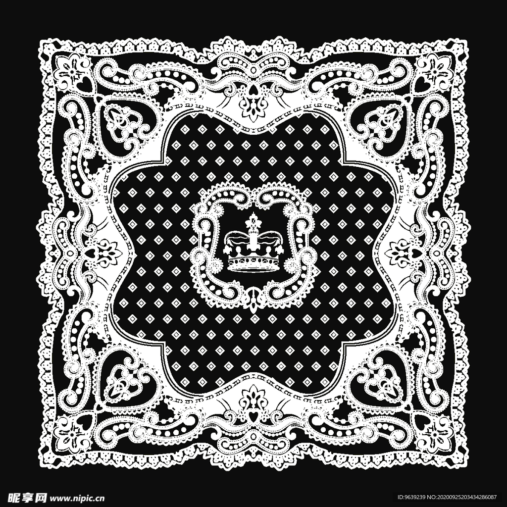 皇冠佩里斯火腿纹几何方巾花纹