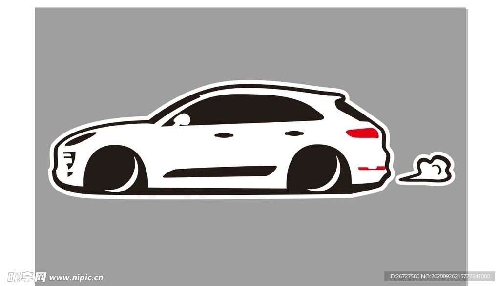手绘汽车 卡通汽车 矢量车贴
