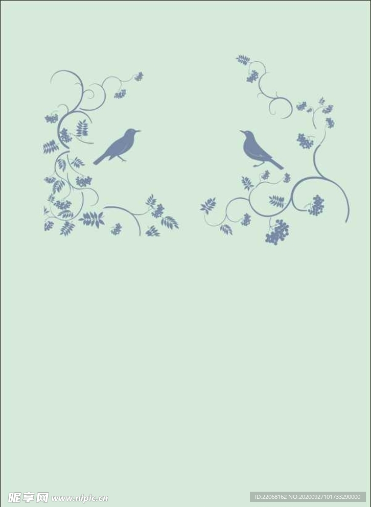 硅藻泥背景图案 鸟花 花纹花边