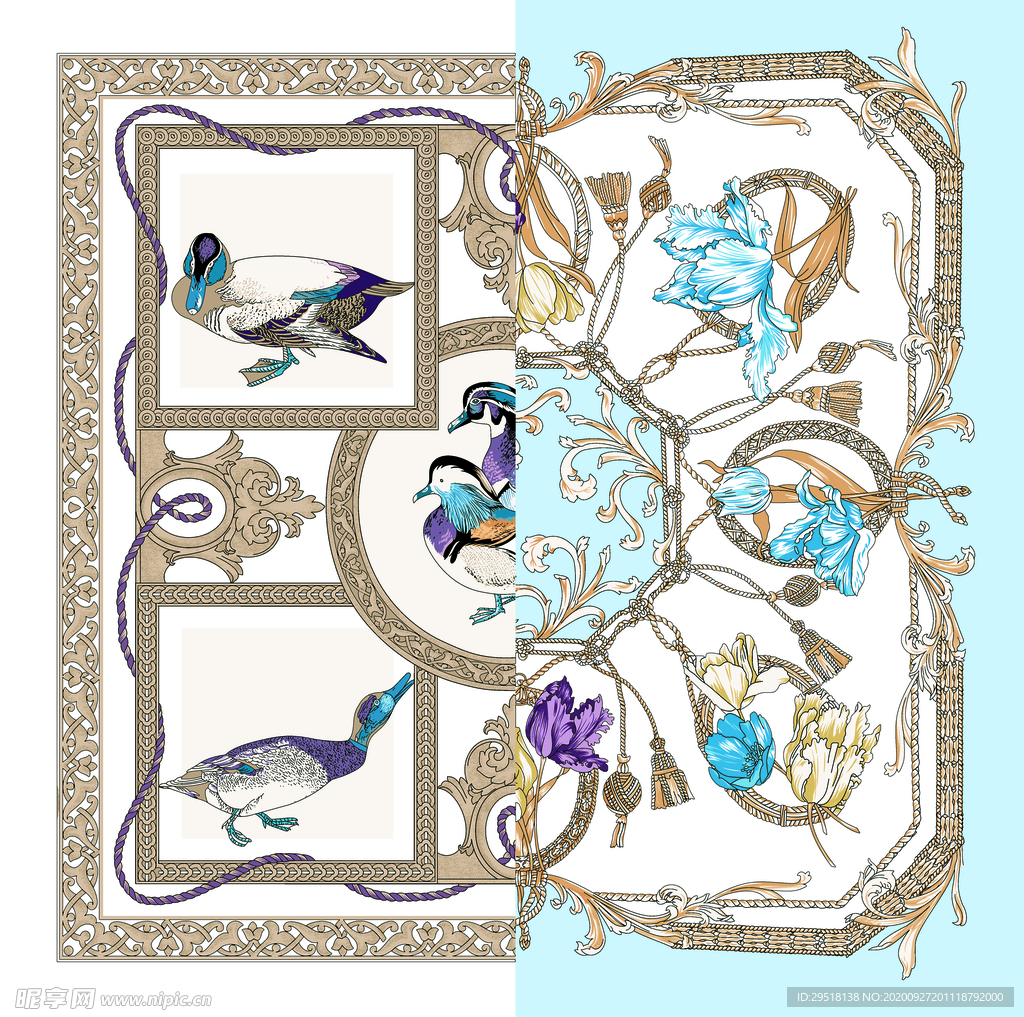 大牌 数码 印花 链条 图案