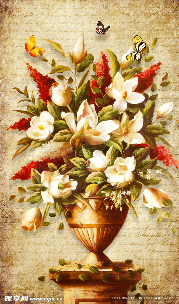 欧式油画花瓶玄关画