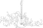 吉他 音乐  乐器 线稿