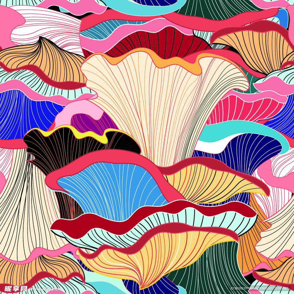 线条伞蘑菇云线条