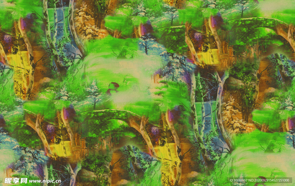 大牌印花 数码印花 水墨画