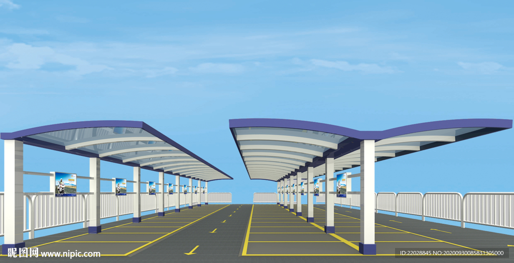 铁骑队车棚 钢结构 防护栏