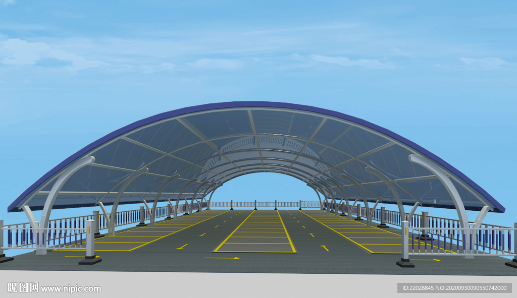 铁骑队车棚 钢结构 防护栏