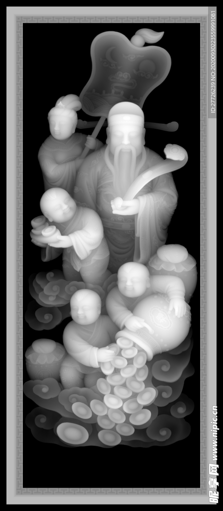 招财进宝灰度图