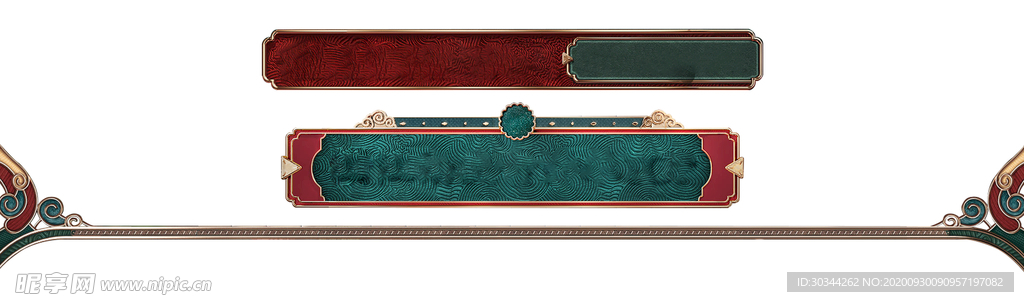 新中式国潮金属立体边框元素