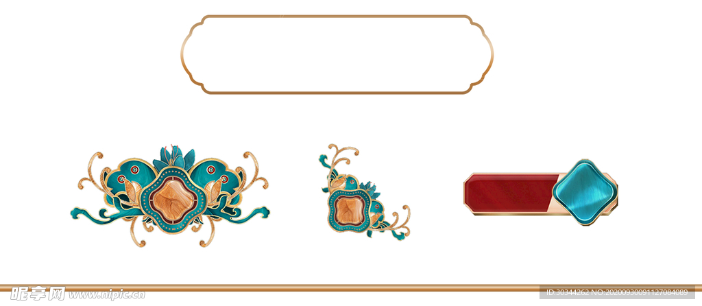 新中式国潮金属立体边框元素