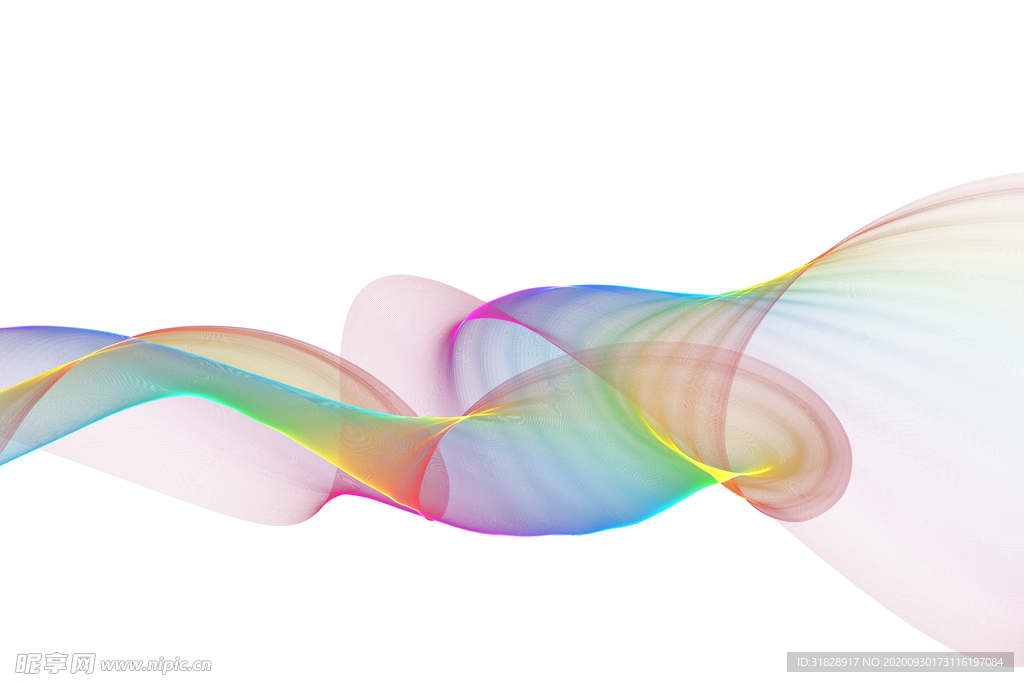 手绘抽象彩色烟雾线条