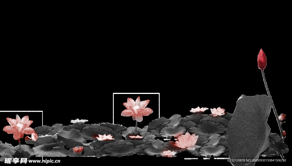 荷花剪影  水墨荷花