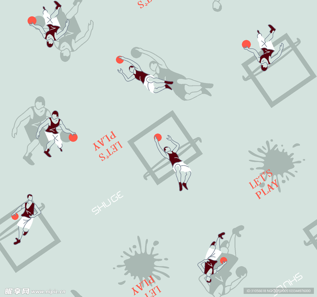 篮球剪影运动无缝