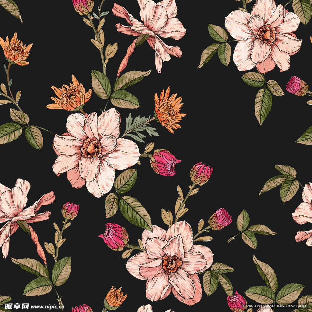 手绘花 玫瑰花 大牌花 乱花