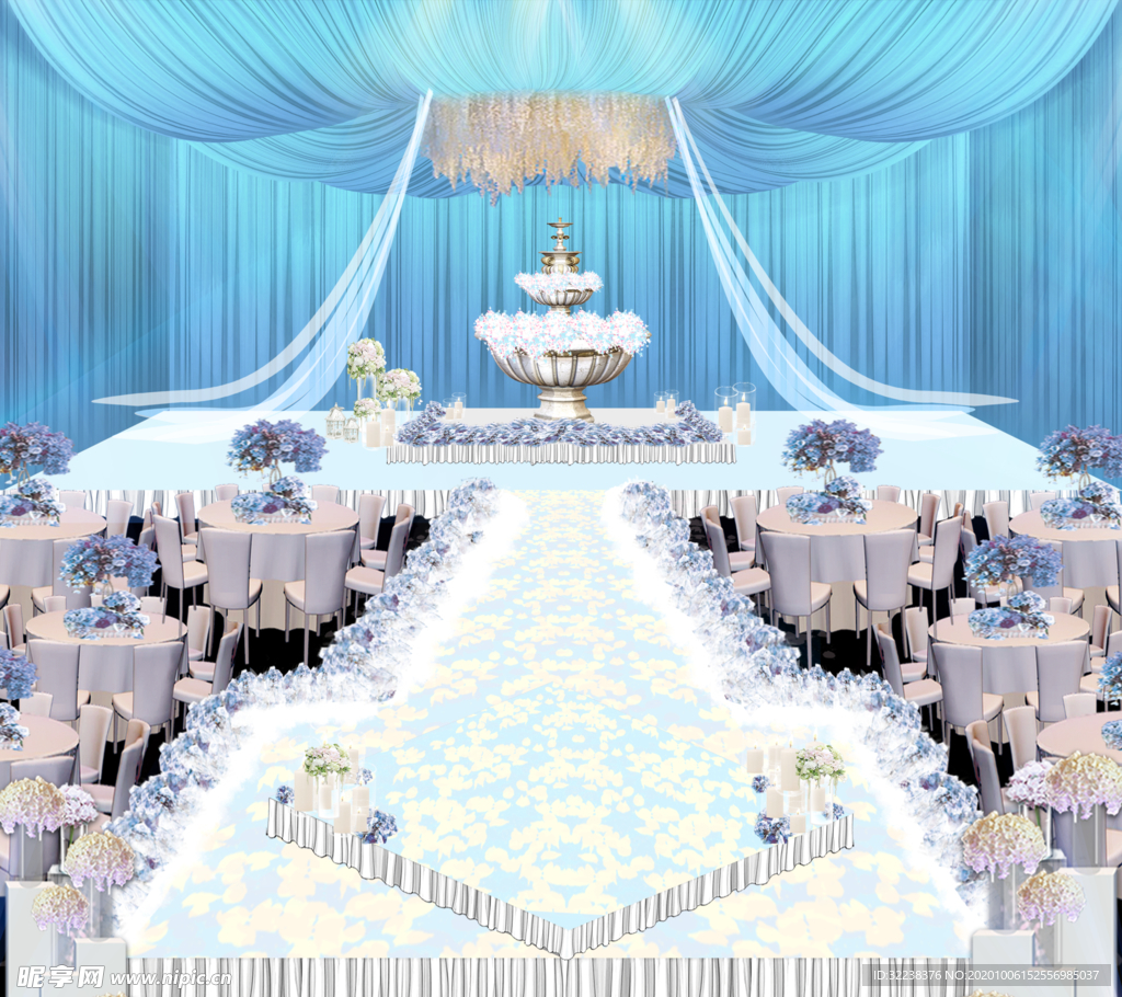蓝色欧式婚礼效果