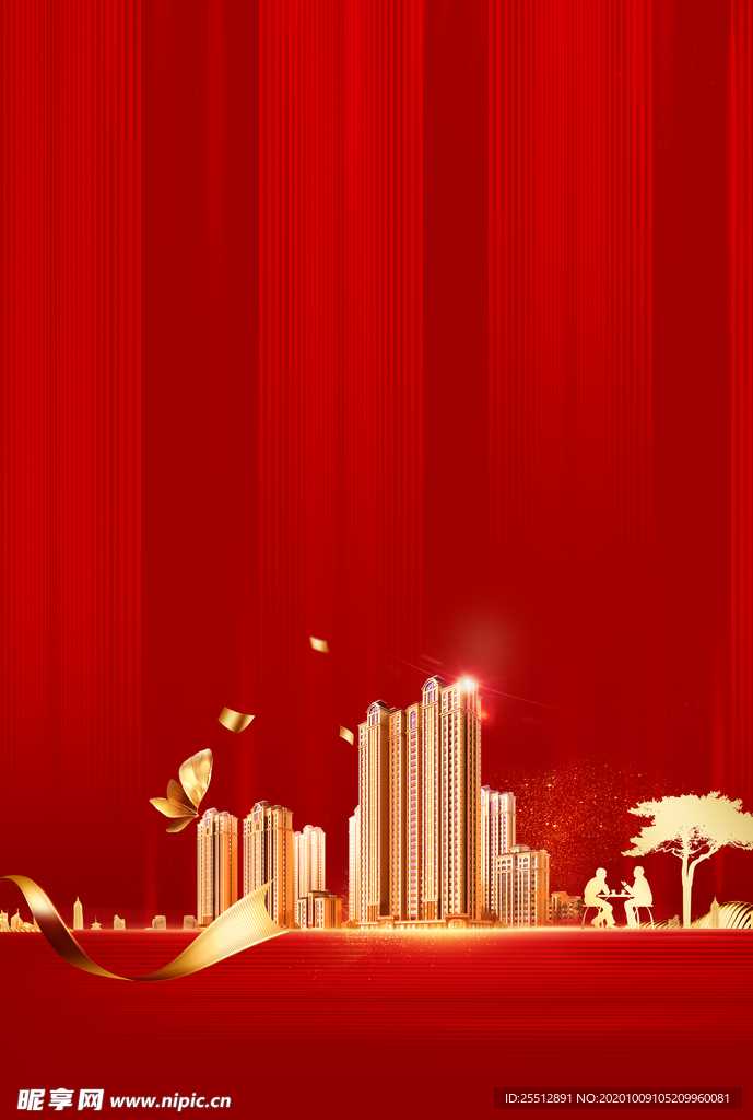 地产 单页 背景 素材 红色