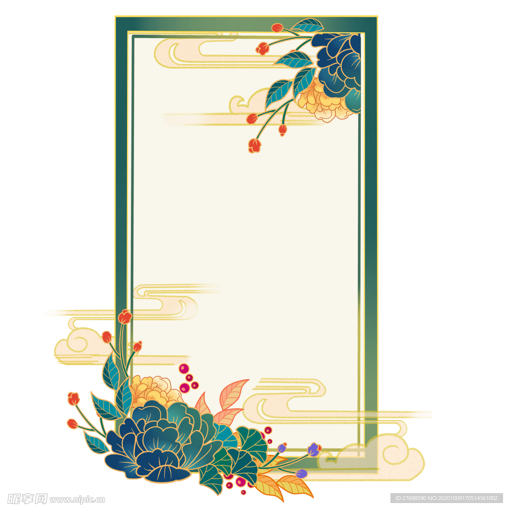 中式风节庆竹子牡丹