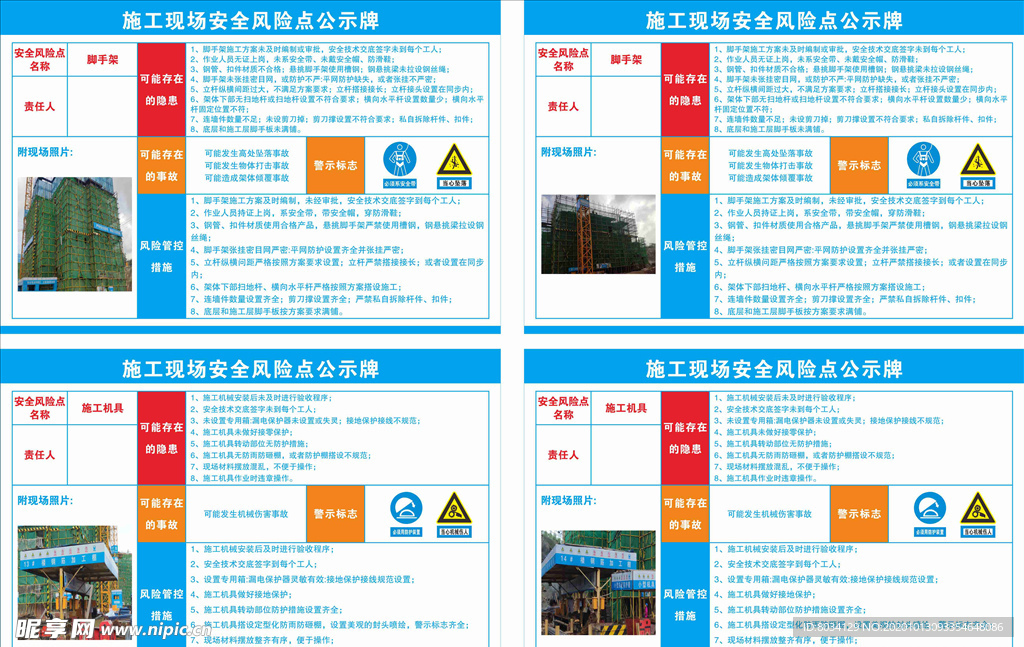 施工现场安全风险点公示牌