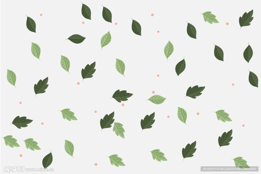 手绘树叶平铺图案