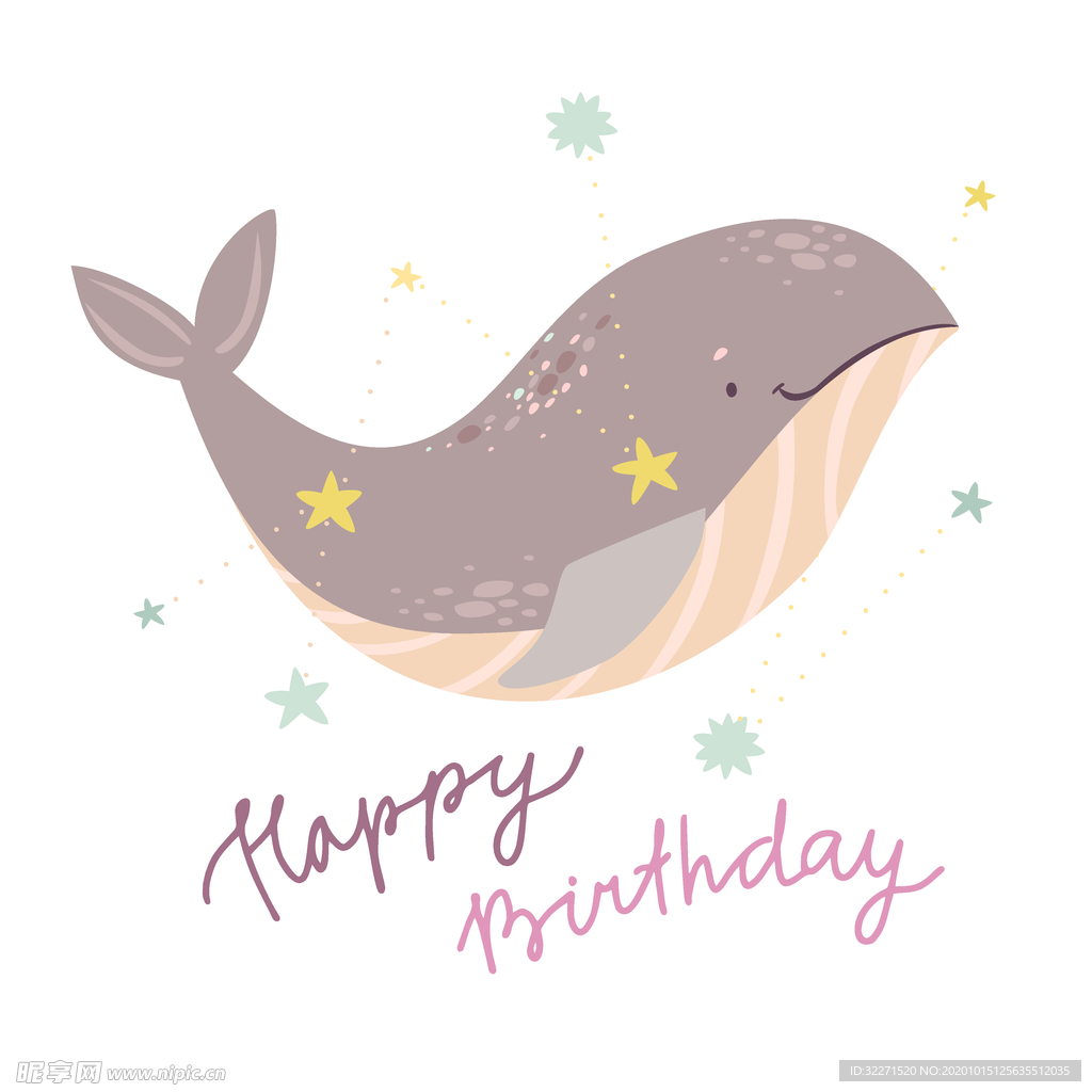 手绘鲸鱼插画元素