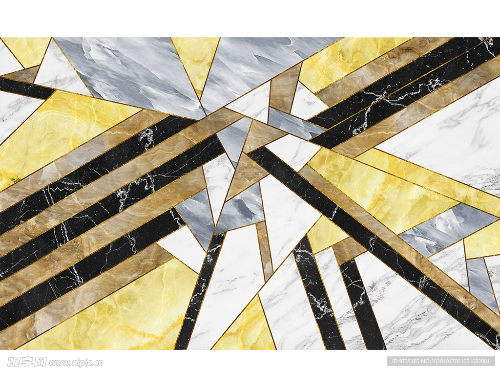 轻奢抽象几何大理石纹背景墙壁画