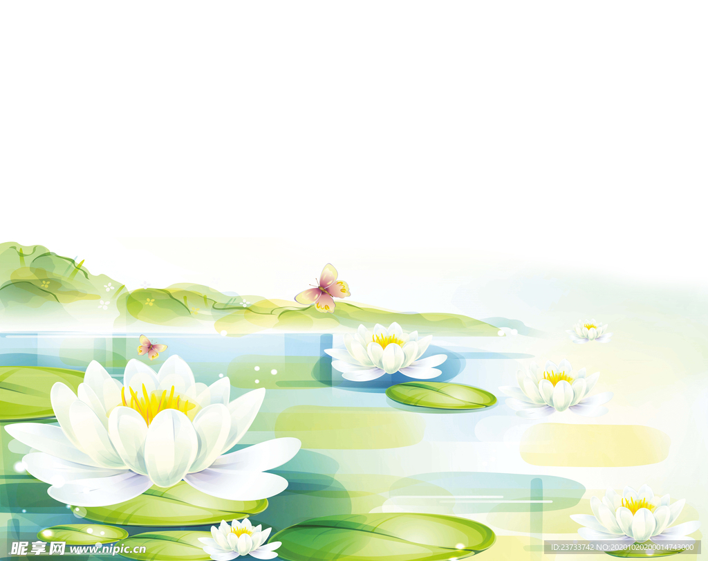 移门图案 荷花 花卉 荷叶 蝴