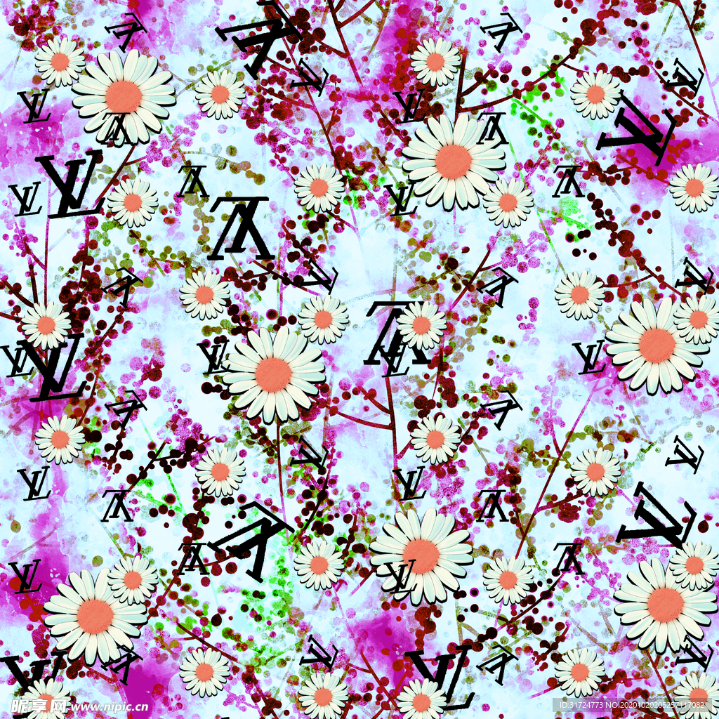 大牌 菊花 数码印花 新款