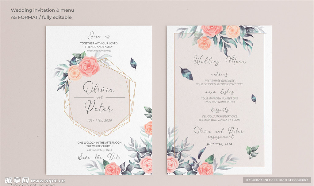 彩绘婚礼邀请函图片