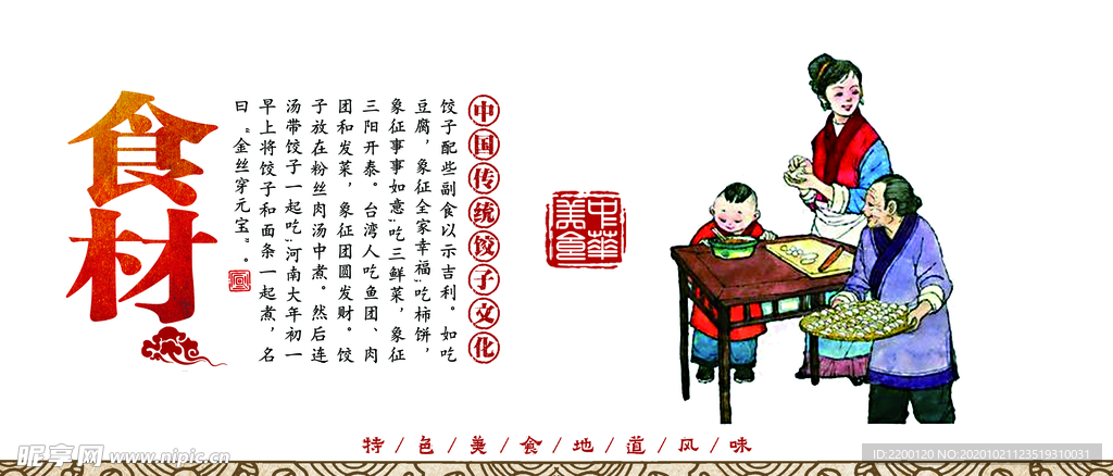 东北饺子餐饮文化展板