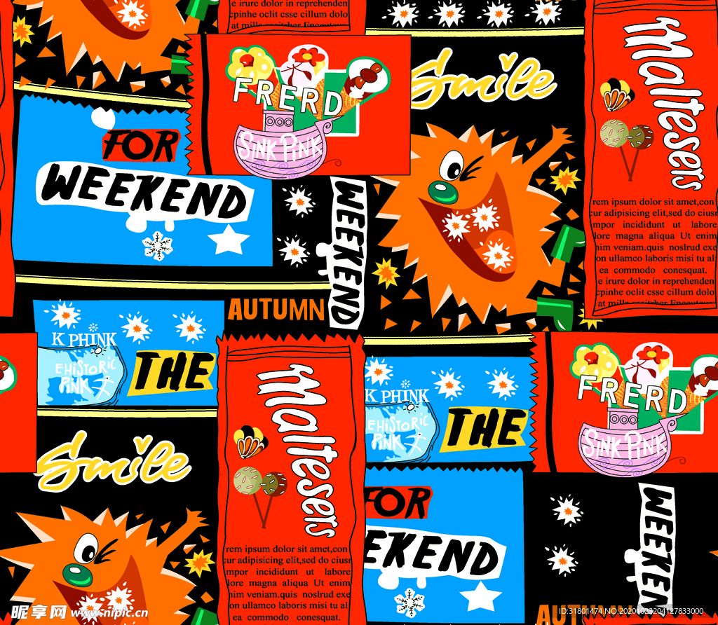 字母 卡通 动物 米奇 印花