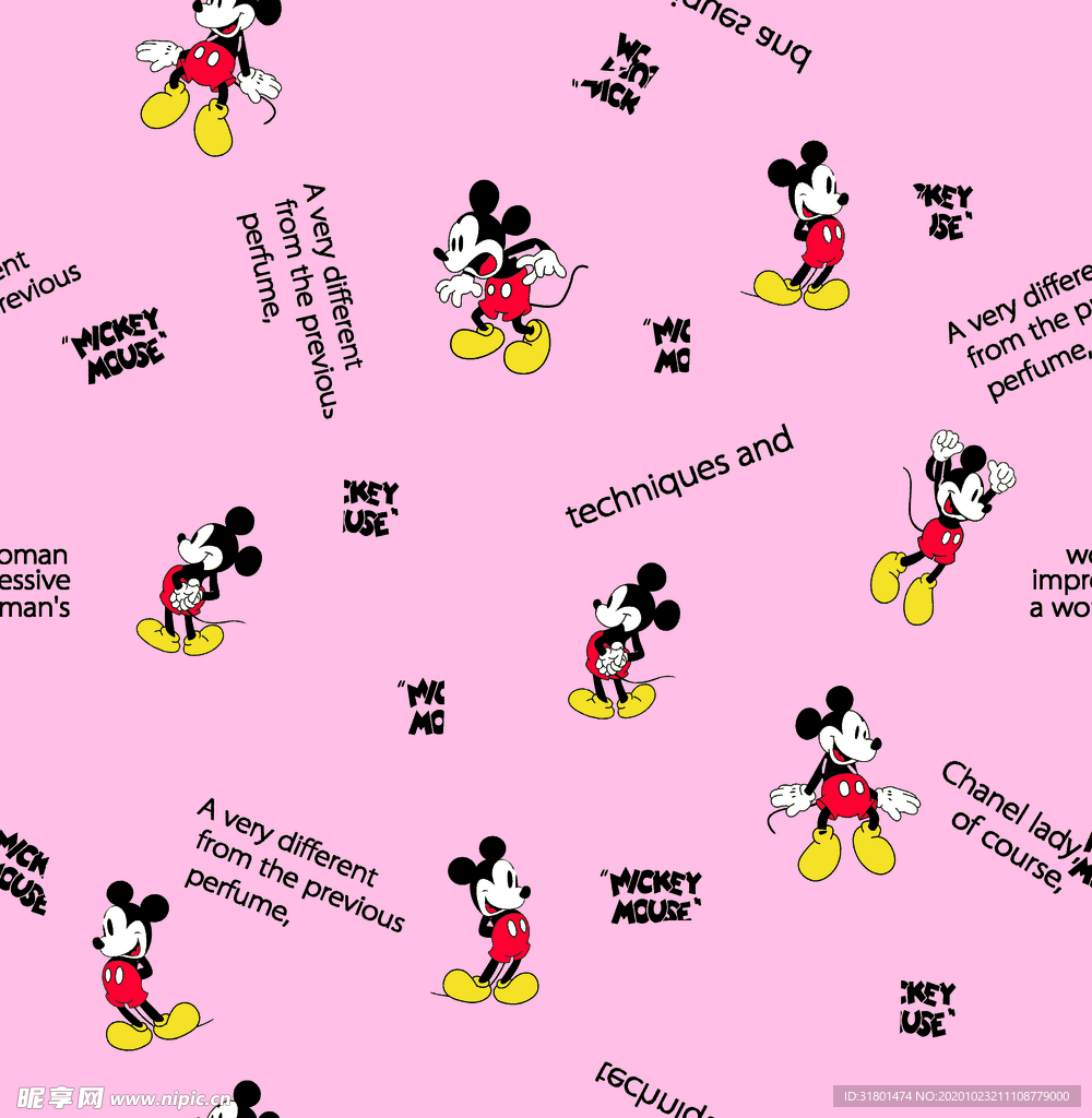 字母 卡通 动物 米奇 印花