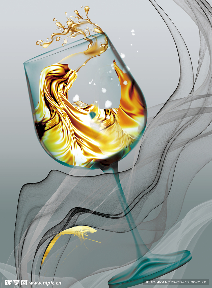 创意轻奢酒杯抽象艺术装饰画