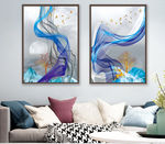 现代抽象绸带金色麋鹿装饰画