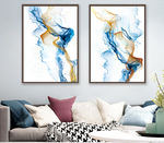 蓝色水墨抽象轻奢装饰画