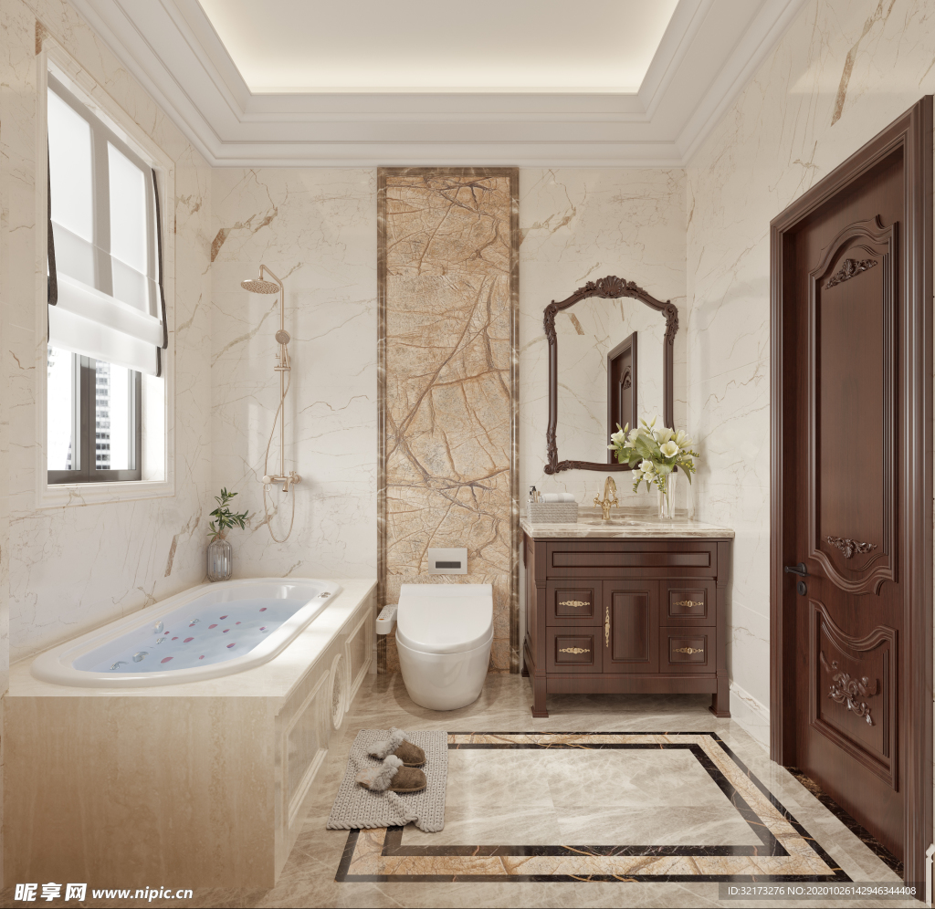 法式大理石卫生间效果图