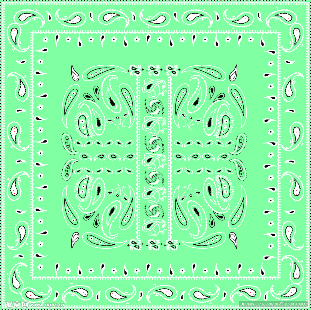 方巾  腰果花 数码印花