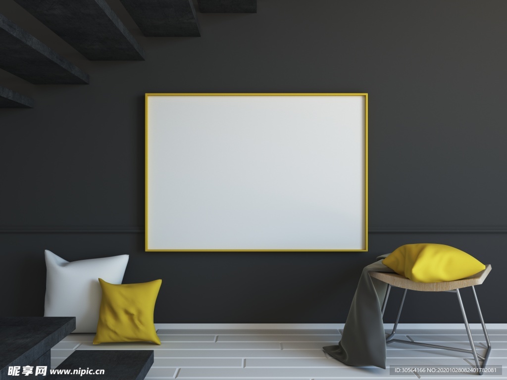 家居简约墙画样机背景素材