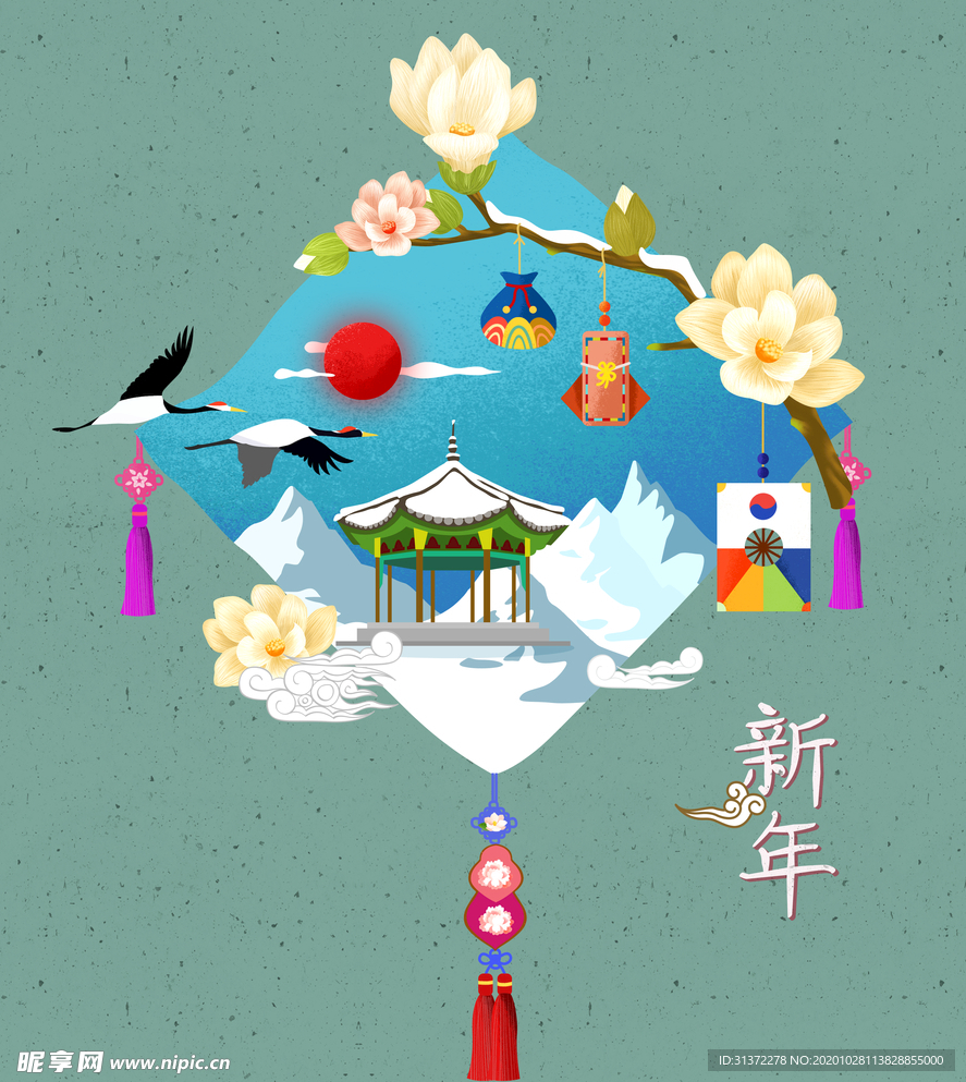 韩风春节海报图片