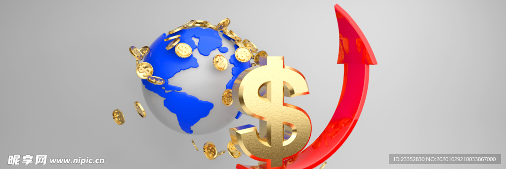 美元符号金币上升