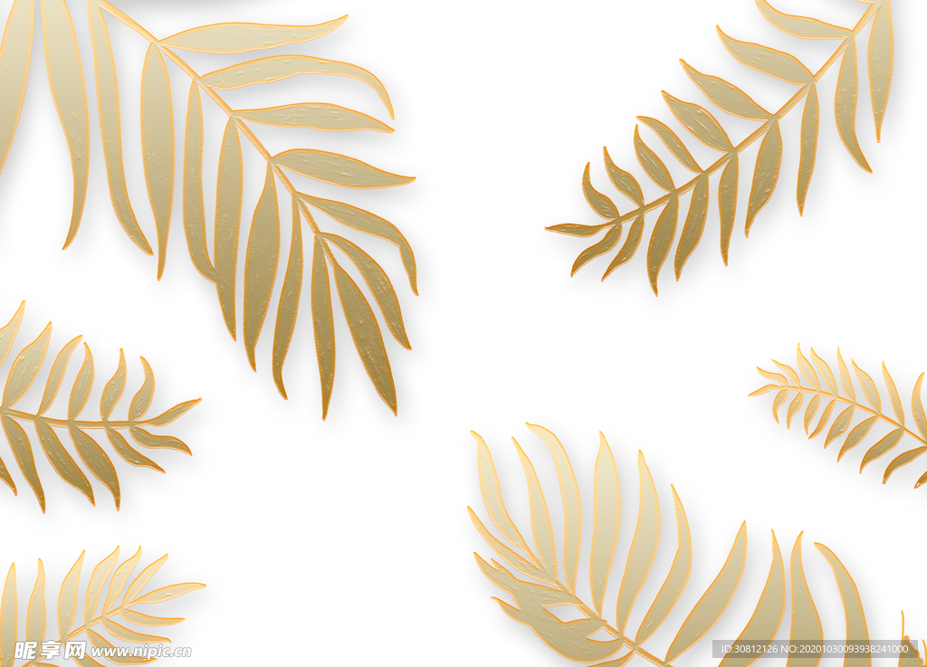 金色几何叶子背景墙